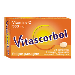 Vitascorbol sans sucre tamponne 500mg 24 comprimés à croquer