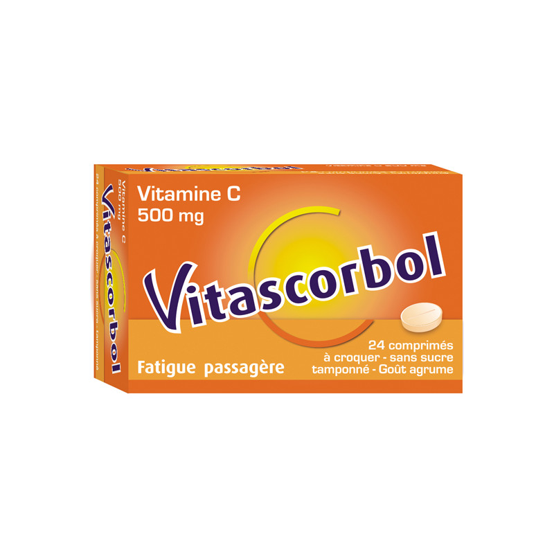Vitascorbol sans sucre tamponne 500mg 24 comprimés à croquer