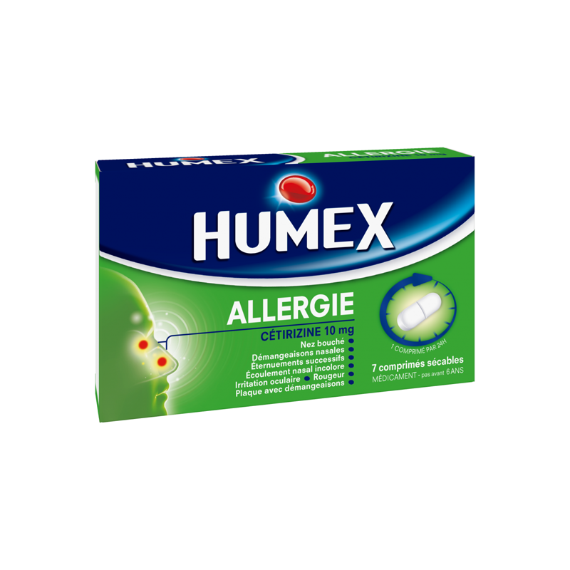 Humex Allergie Cétirizine 10mg 7 comprimés sécables