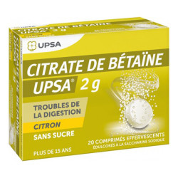 Upsa Citrate de Betaine Citron 2gr 20 comprimés effervescants sans sucre