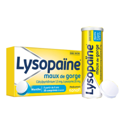 Lysopaïne maux de gorge Menthe 36 comprimés à sucer