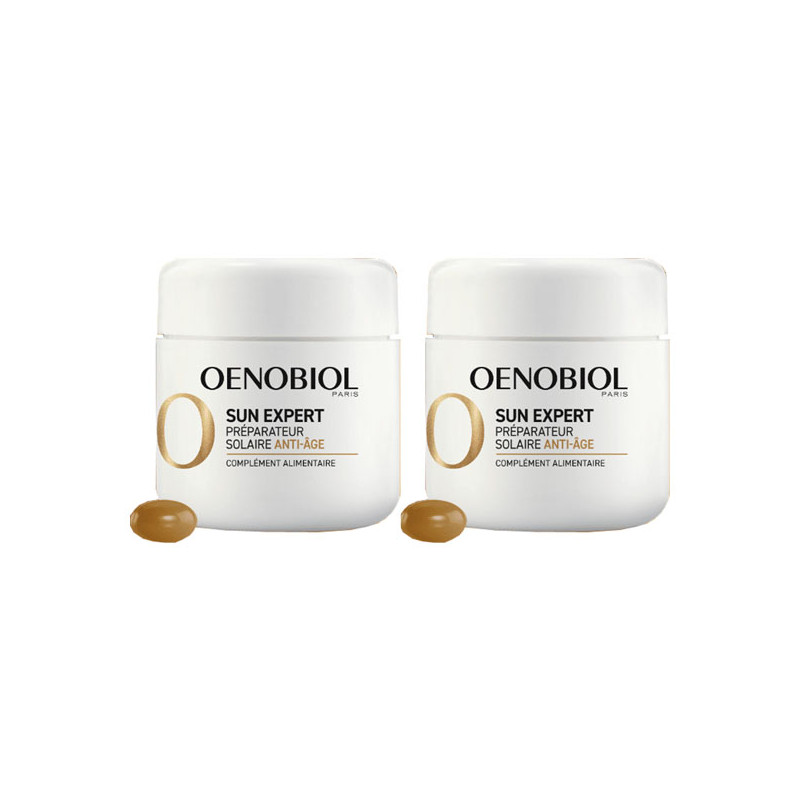 Oenobiol Coffret Sun Expert Préparateur Solaire Anti-âge 2x30 capsules + trousse offerte