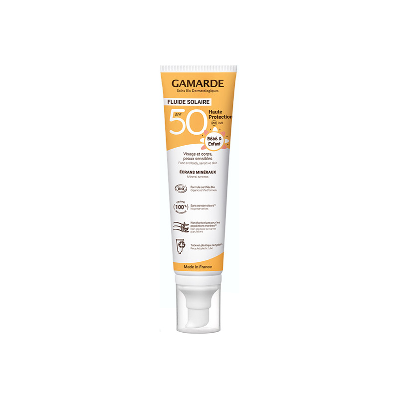 Gamarde Fluide Solaire SPF50 bio bébé & enfant 100ml
