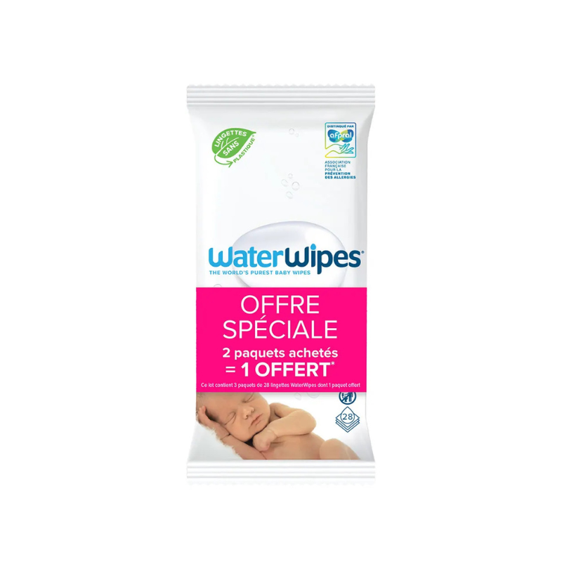 Waterwipes Lingettes bébé 2x28 lingettes + 1 paquet offert