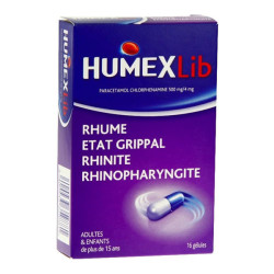HumexLib Paracétamol Chlorphenomine 500mg/4mg 16 gélules