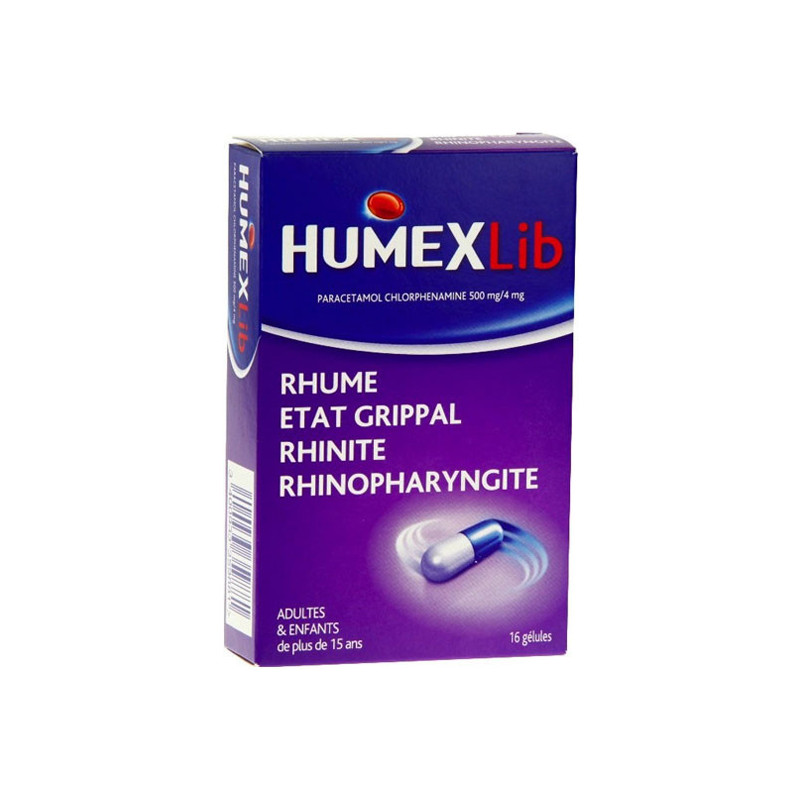 HumexLib Paracétamol Chlorphenomine 500mg/4mg 16 gélules