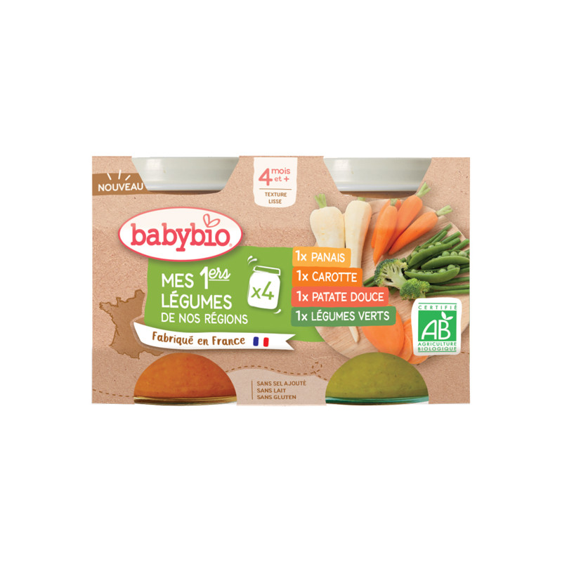 Babybio Mes 1ers légumes de nos régions dès 4mois 4 x 130gr