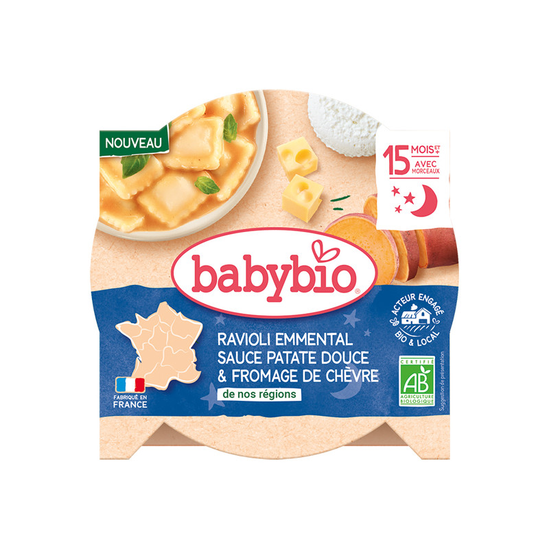 Babybio Ravioli emmental sauce patate douce fromage de chèvre 190gr