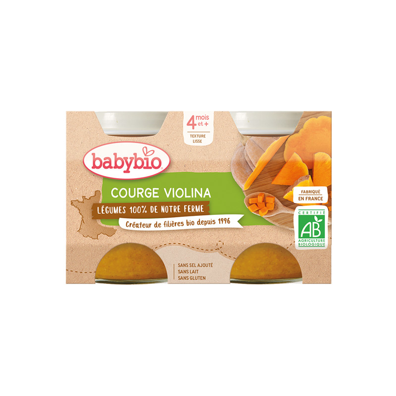 Babybio Courge violina de notre ferme 4 mois et + 2 x 130gr