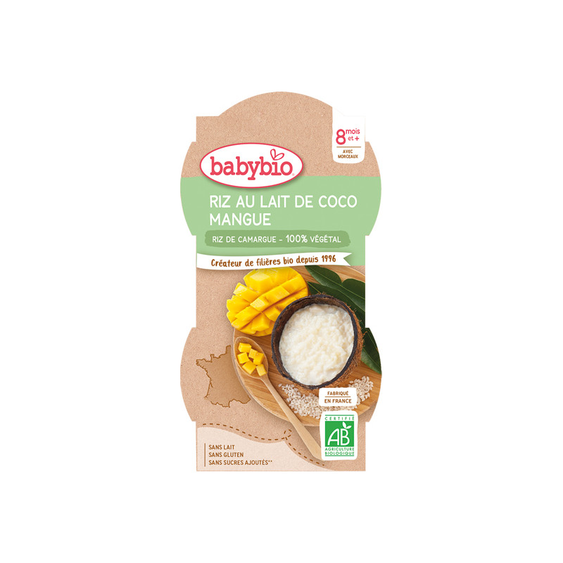 Babybio Riz au lait de coco mangue dès 8mois 2 x 100gr