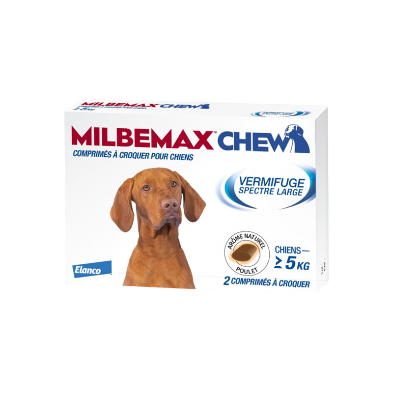 Milbemax Chew Vermifuge chiens 2 comprimés