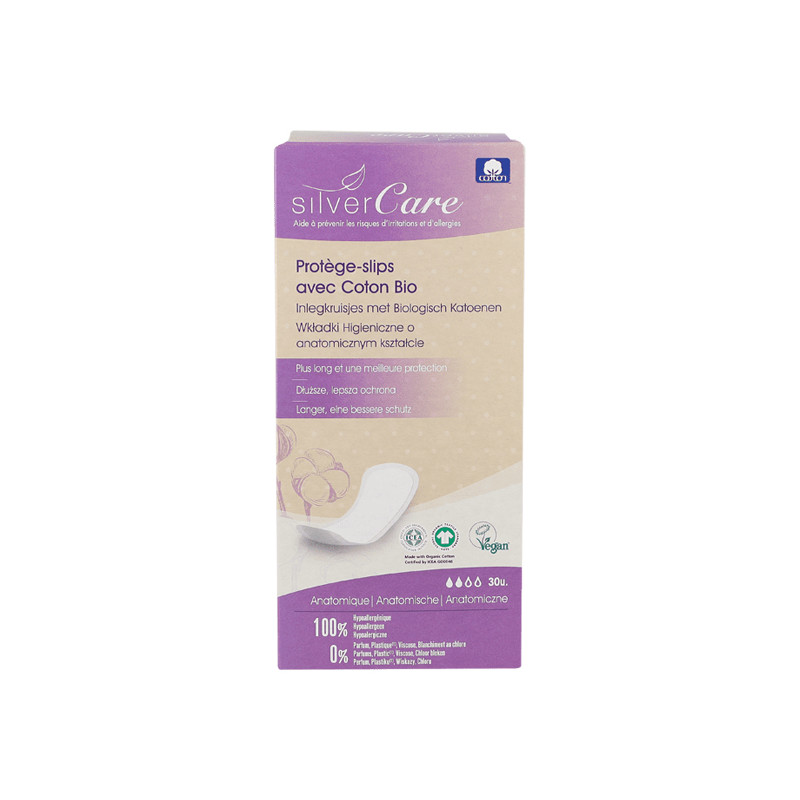 Silver Care Protège Slips anatomique en coton bio 30 unités