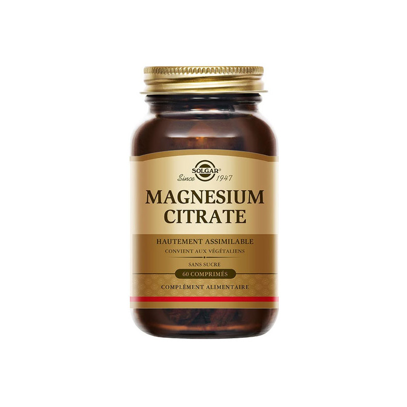 Solgar Magnésium Citrate sans sucre 60 comprimés