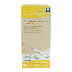 Silver Care Tampons régulier avec applicateur en coton bio 16 unités