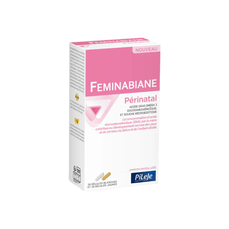 Pileje Feminabiane Périnatal 28 gélules blanches et 28 gélules jaunes
