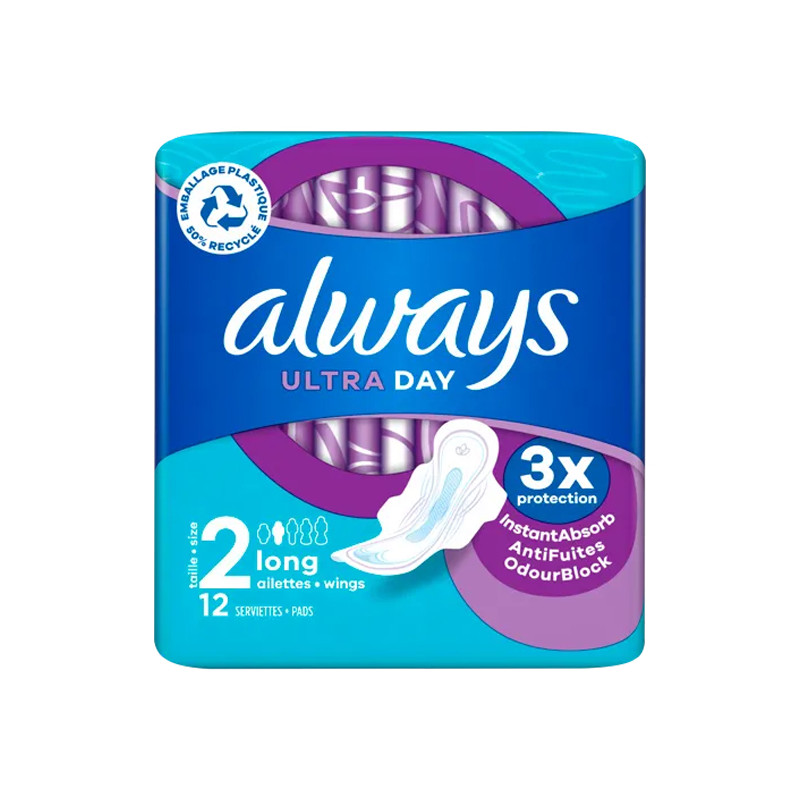 Always Ultra Day 12 serviettes hygiéniques taille 2 long