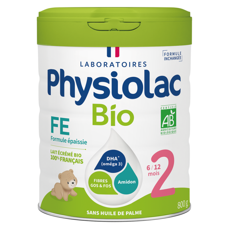 Physiolac Bio 2 Lait infantile formule épaissie de 6 à 12 mois 800g