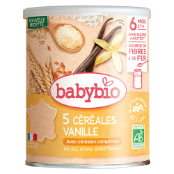 Babybio 5 Céréales Vanille bio 6 mois et + boîte de 220gr