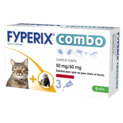 Fyperix Combo Antiparasitaire chat et furet boîte de 3 pipettes 50mg/60mg