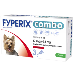 Fyperix Combo Antiparasitaire chien 2 à 10kg boîte de 3 pipettes 67mg/60.3mg