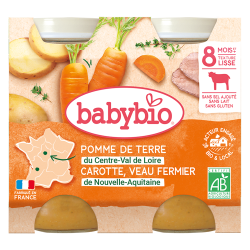 Babybio Pomme de terre carotte veau fermier dès 8 mois 2x200gr