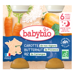 Babybio carotte butternut riz dès 6 mois 2 x 200gr