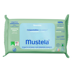 Mustela Lingettes nettoyantes compostables 60 pièces