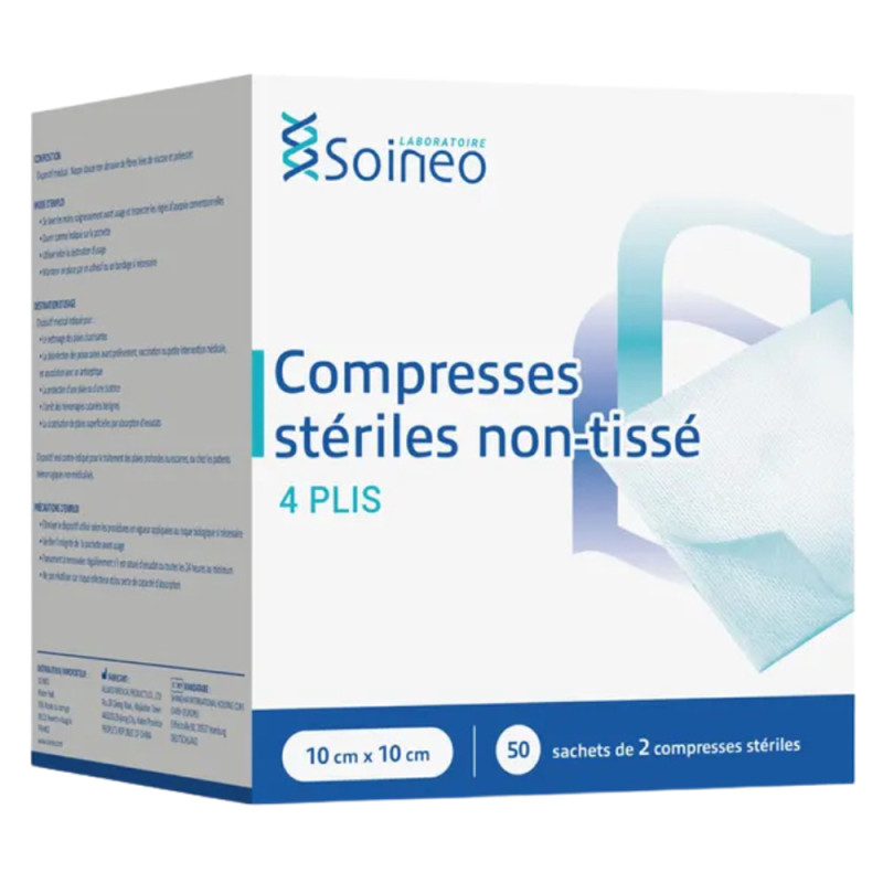 Soineo Compresses stériles non-tissé 10cm x 10cm 50 sachets