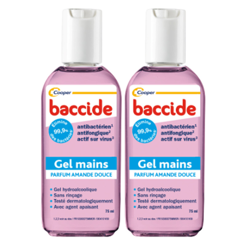 Baccide Gel mains Parfum amande douce lot de 2 x 100ml