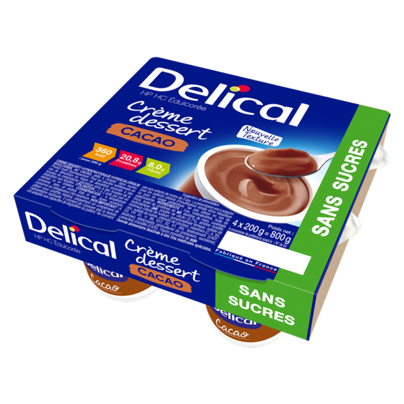 Delical Crème dessert HP HC sans sucres cacao 4 x 200gr