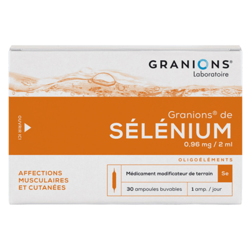 Granions de Sélénium 0,96 mg/2 ml 30 ampoules