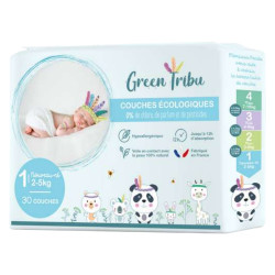Green Tribu 30 couches hypoallergénique pour bébé taille 1 - 2 à 5kg