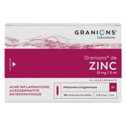 Granions Zinc 15 mg / 2ml solution buvable 30 ampoules