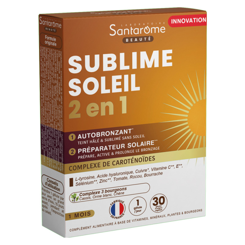 Santarome Sublime Soleil 2 en 1 Autobronzant et préparateur solaire 60 gélules