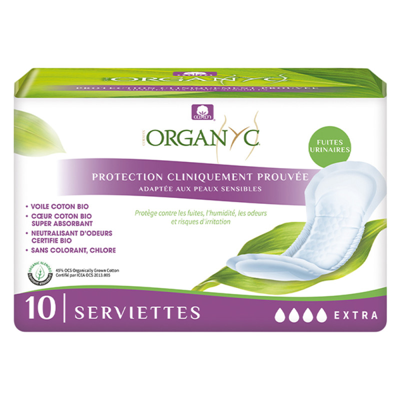 Organyc Fuites Urinaires Extra 10 serviettes