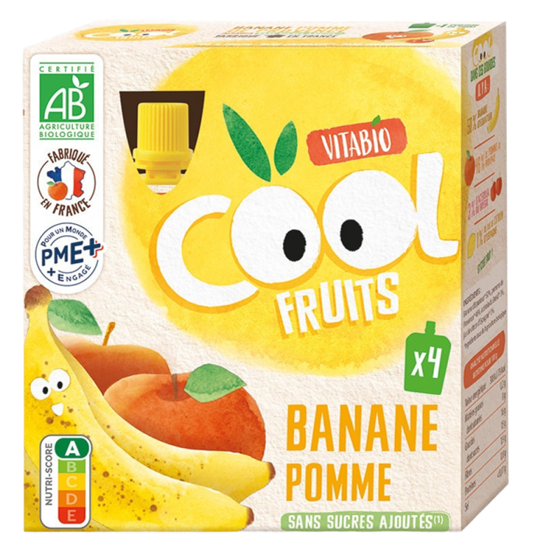 Vitabio Cool Fruits Compote banane pomme pack de 12 x 90gr