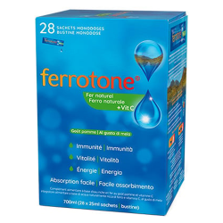 Ferrotone Fer naturel + vitamine C goût pomme 28 sachets de 25ml