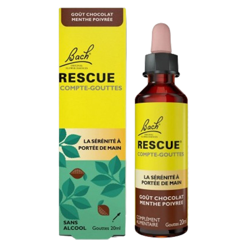Rescue Bach Compte-Gouttes Goût chocolat menthe poivrée 20ml