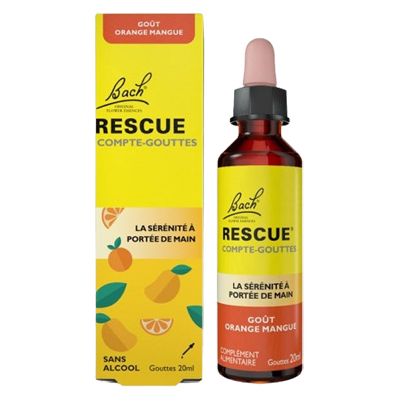 Rescue Bach Compte-Gouttes Goût orange mangue 20ml