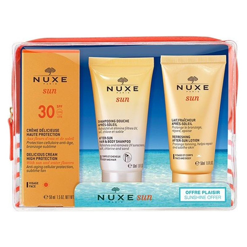 Nuxe Sun Trousse Crème SPF30 + Lait fraîcheur aprés soleil + shampooing