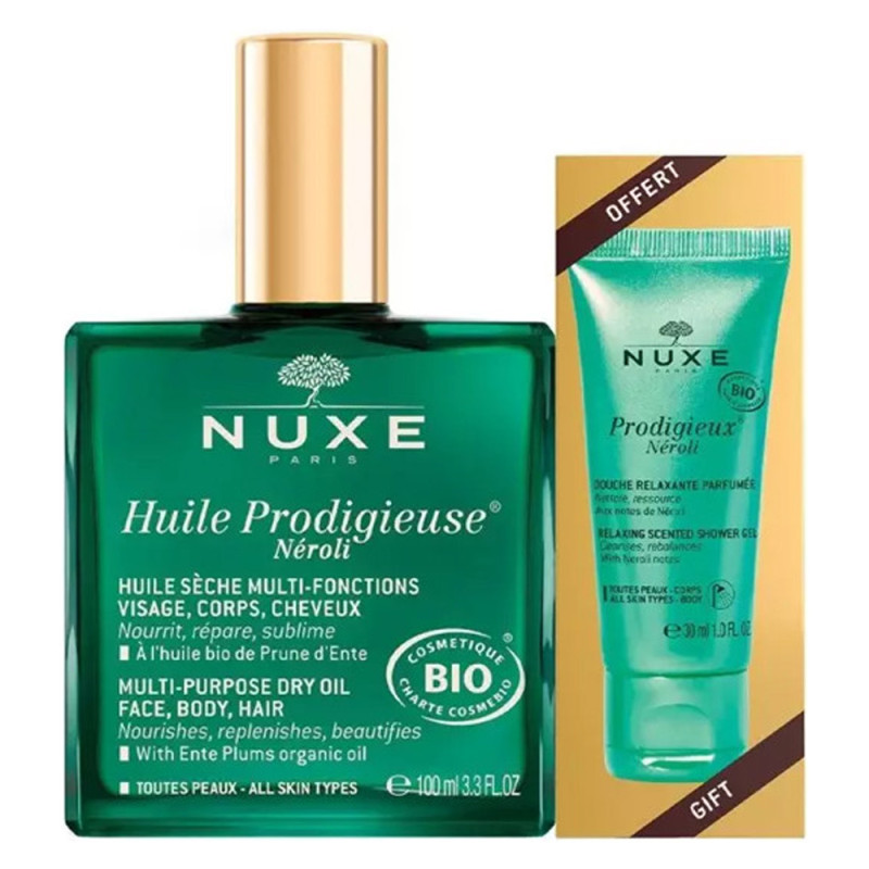 Nuxe Huile Prodigieuse Néroli bio 100ml + Gelée de douche 30ml