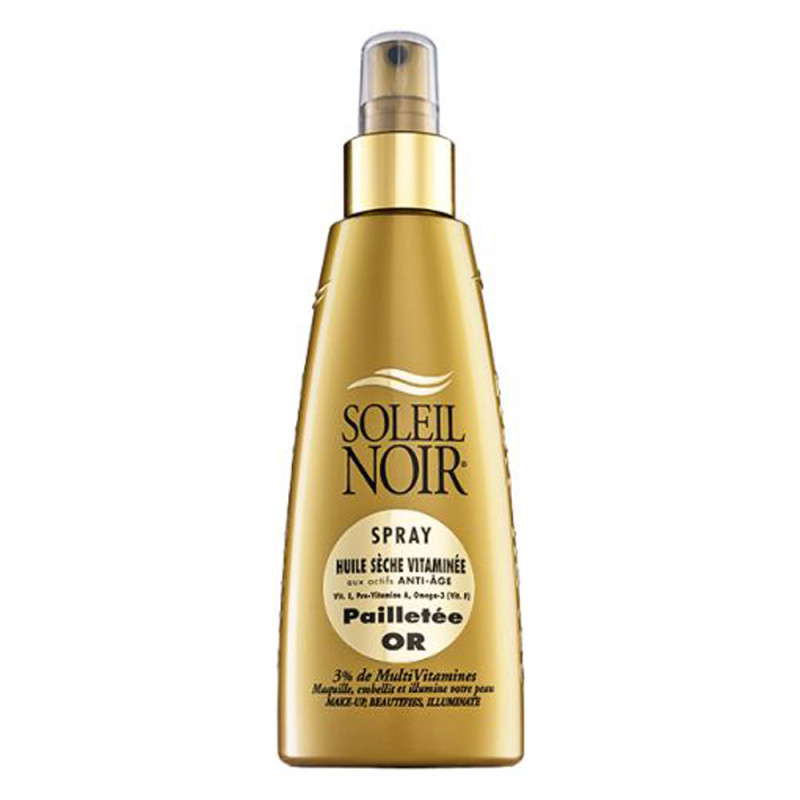 Soleil Noir Spray huile sèche vitaminée Pailletée or 150ml