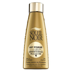 Soleil Noir Lait vitaminé Pailleté Or 4 Sublimateur de bronzage 150ml