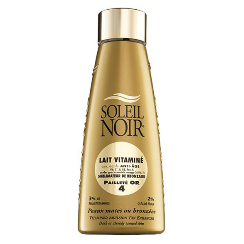 Soleil Noir Lait vitaminé Pailleté Or 4 Sublimateur de bronzage 150ml