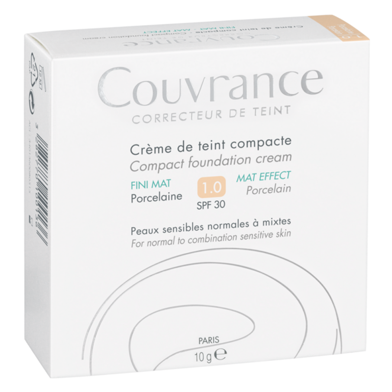 Avène Couvrance Crème de teint compacte fini mat 1.0 porcelaine 10gr