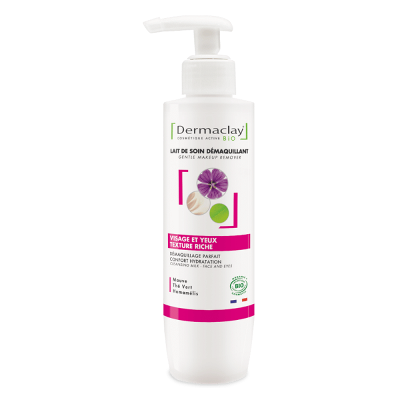 Dermaclay Lait démaquillant texture riche bio 200ml