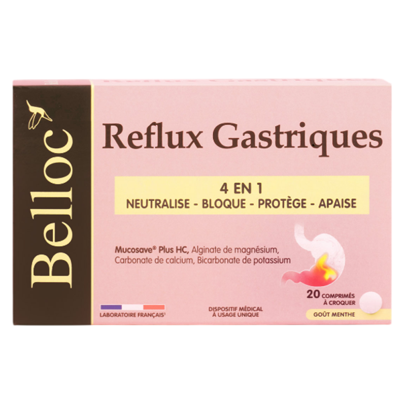 Belloc Reflux Gastriques 4en1 - 20 comprimés à croquer
