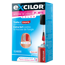 Excilor Forte Color Rouge corail Traitement de la mycose de l'ongle 30ml