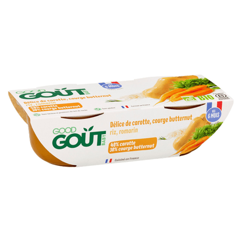 Good Goût Délice de carotte et courge butternut bio dès 6 mois 2x190gr