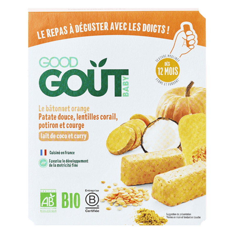 Good Goût Le bâtonnet orange Patate douce lentilles corail potiron et courge bio 120gr